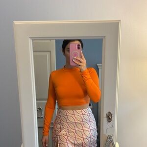 Orange Long Sleeve Crop Top